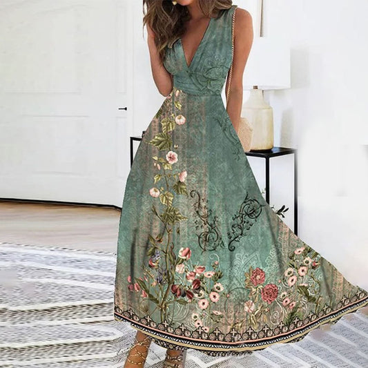 Women's V Neck Sleeveless Maxi Dress view 2