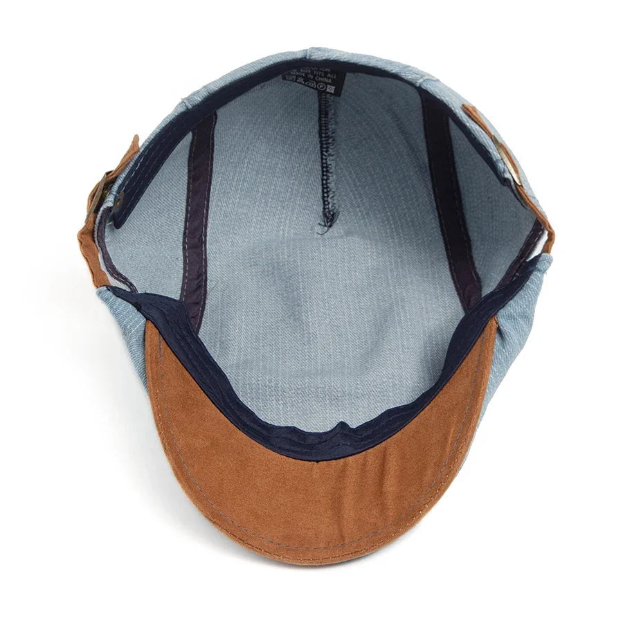 Women's Buckle Strap Denim Flat Cap