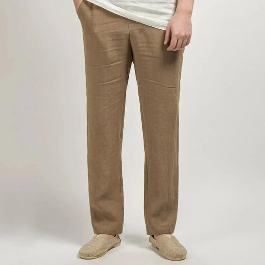 Men's Straight Leg Lightweight Trousers in Khaki