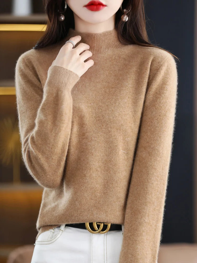 Women's Knitted Slim Fit Stand Collar Jumper view 23