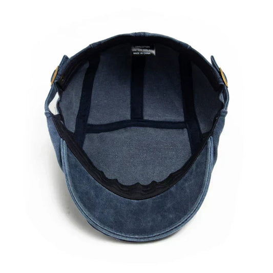 Men's Retro Buckle Strap Denim Flat Cap view 2