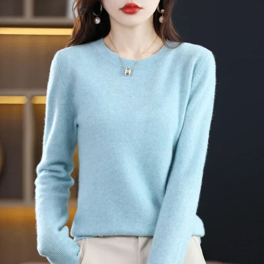 Women's Plain Crew Neck Fine Knit Jumper view 2