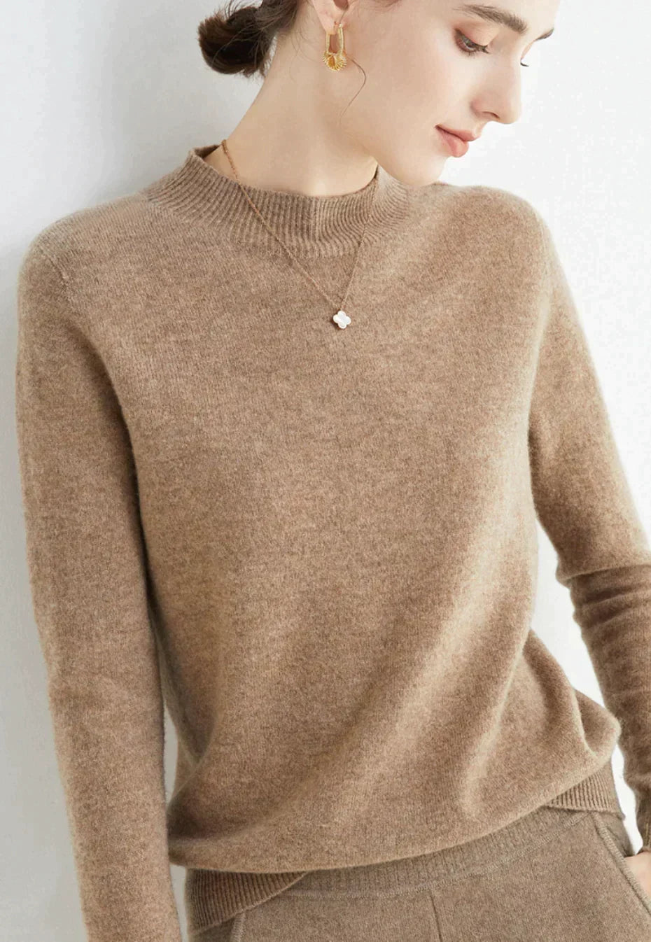 Women's Stand Collar Fine Knit Jumper view 15