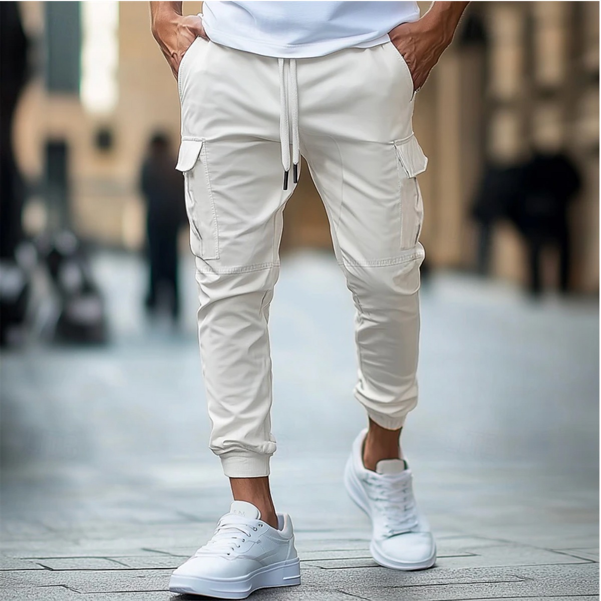 Men's Slim Fit Trousers in Beige