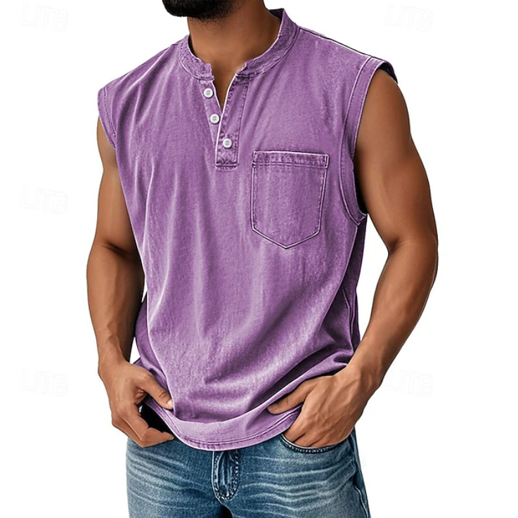 Men's Sleeveless Vintage Shirt in Purple