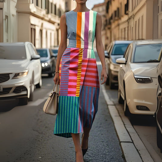 Women's Striped Midi Dress view 2