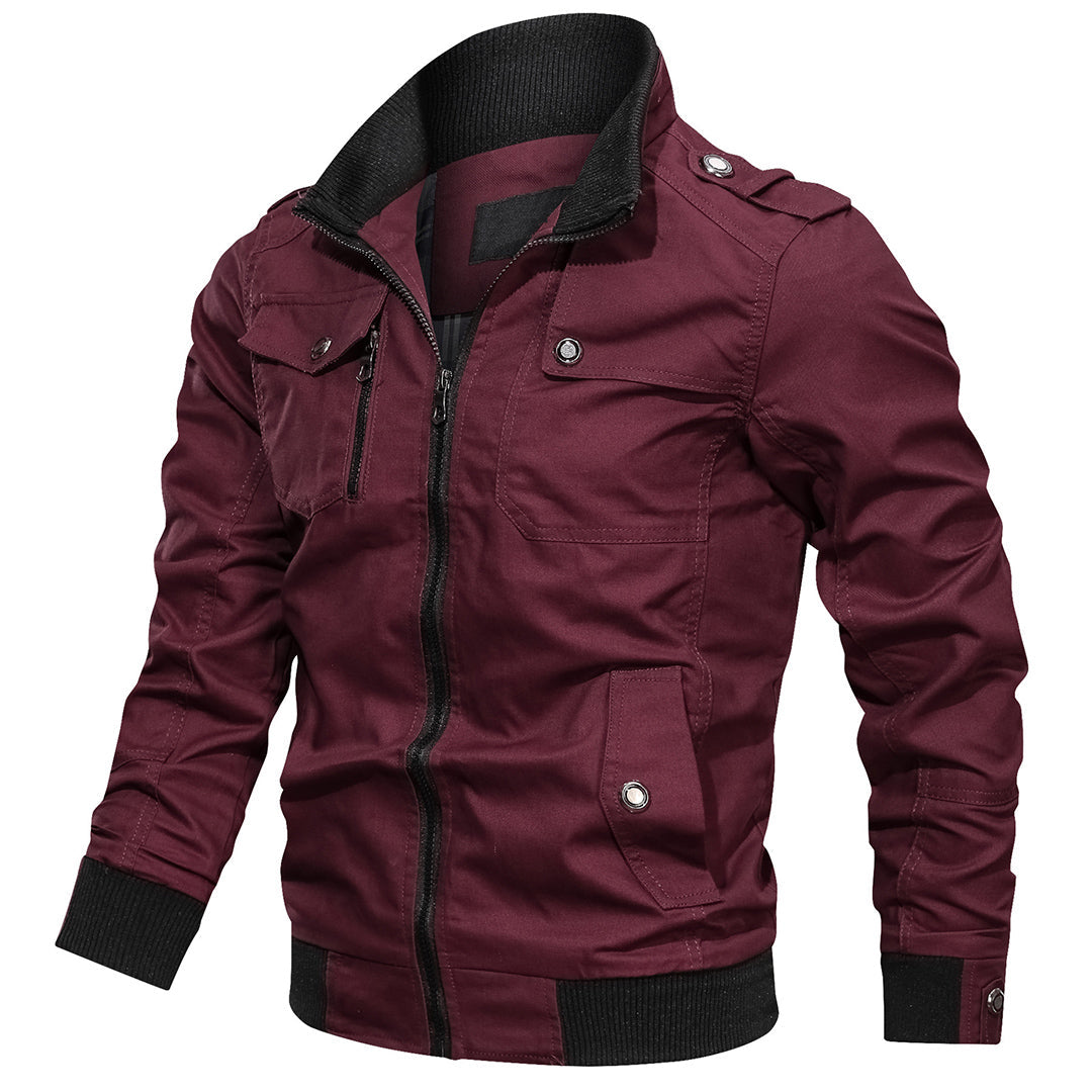 Men's Army Green Bomber Jacket in Red