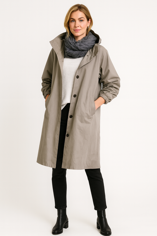 Women's Beige Winter Coat in Grey