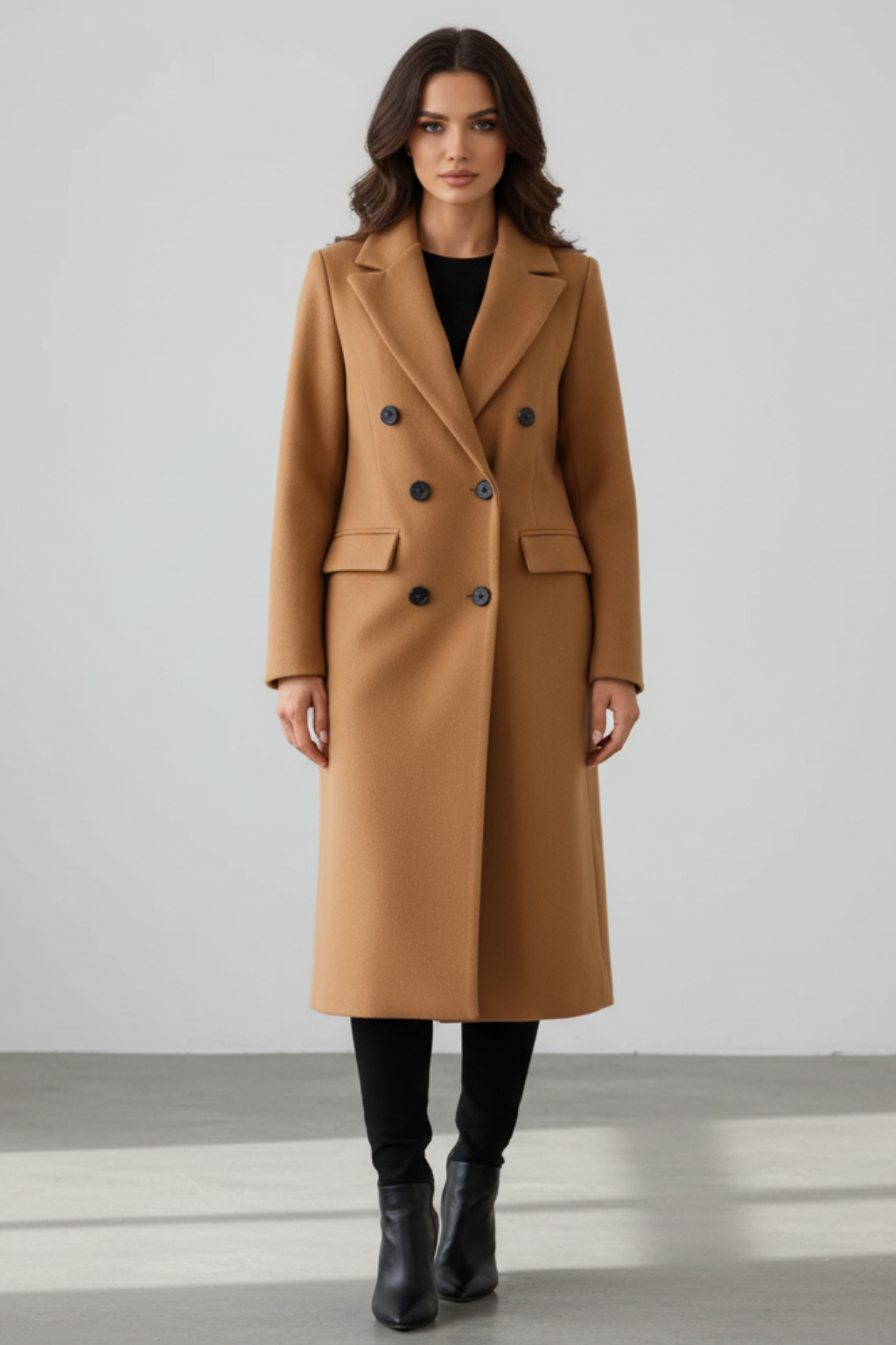 Women's Slim Fit Overcoat in Khaki