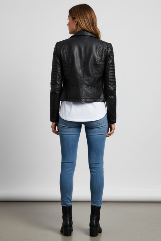 Women's Black Biker Jacket