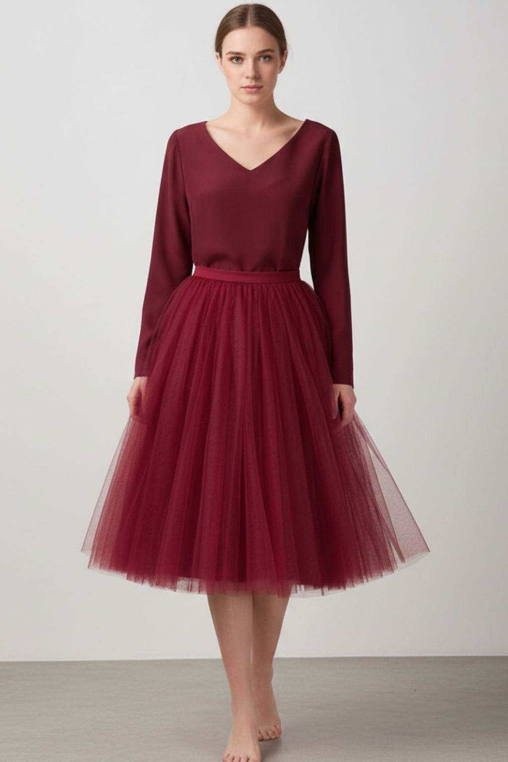 Women's Blue Midi Dress in Burgundy