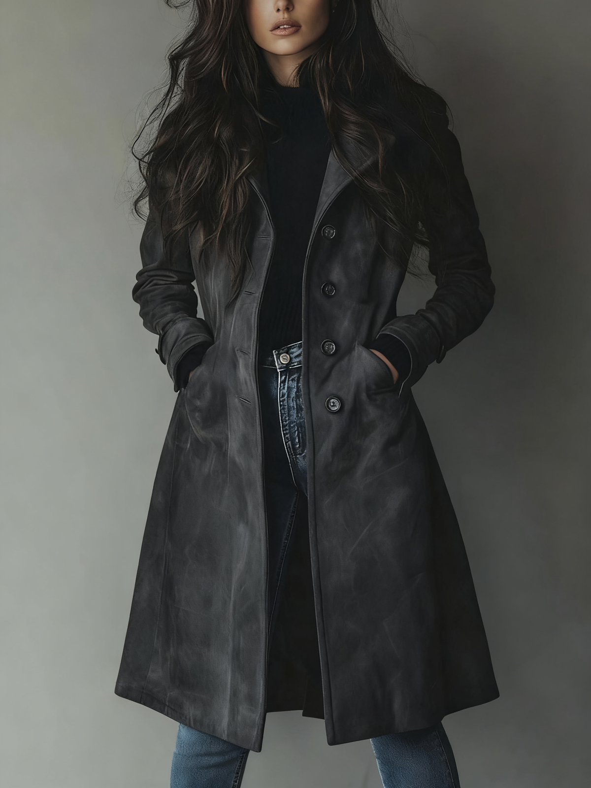 Women's Button Front Trench Coat view 7