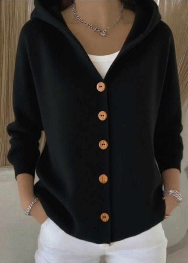 Women's Button Knitted Hooded Cardigan view 10