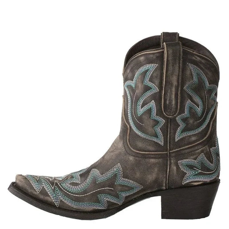 Women's Embroidered Western Ankle Boots view 4