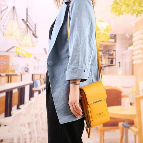 Women's Black Handbag in Yellow