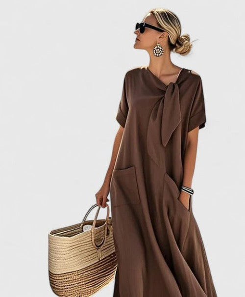 Women's Blue Maxi Dress in Brown