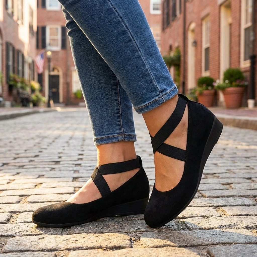 Women's Black Wedge Sandals