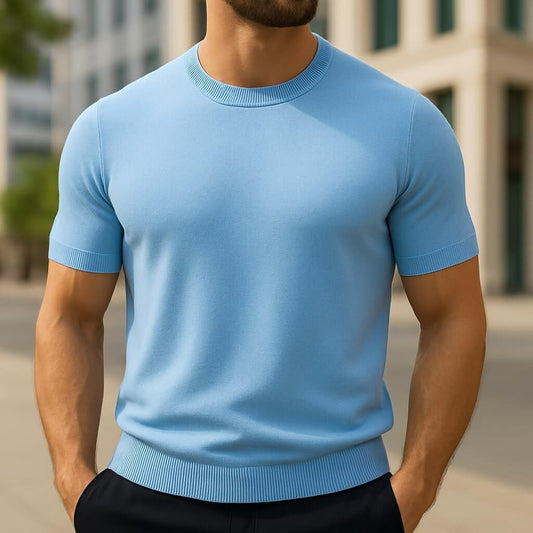 Men's Ribbed Knitted Tailored T Shirt view 2