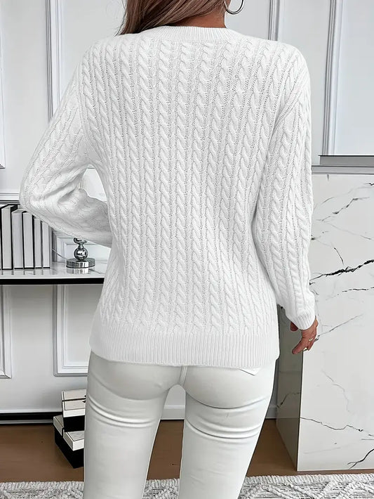 Women's Cable Knit Crew Neck Jumper view 2