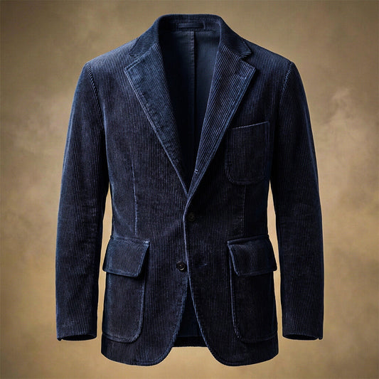 Men's Cognac Brown Blazer in Royal Blue