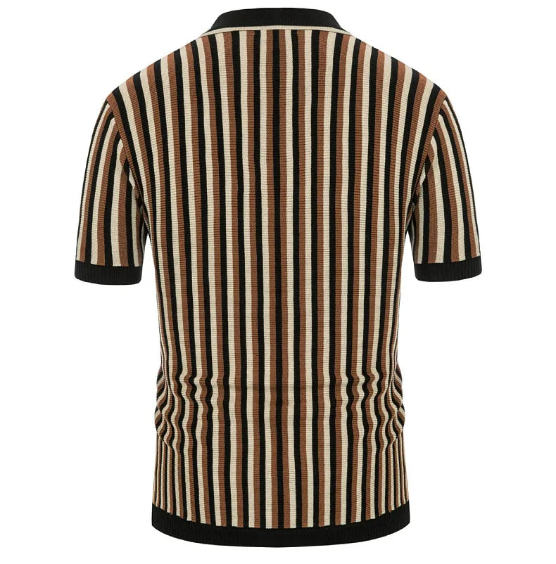 Men's Blue Stripe Striped Polo Shirt
