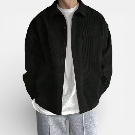 Men's Beige Casual Winter Coat in Black