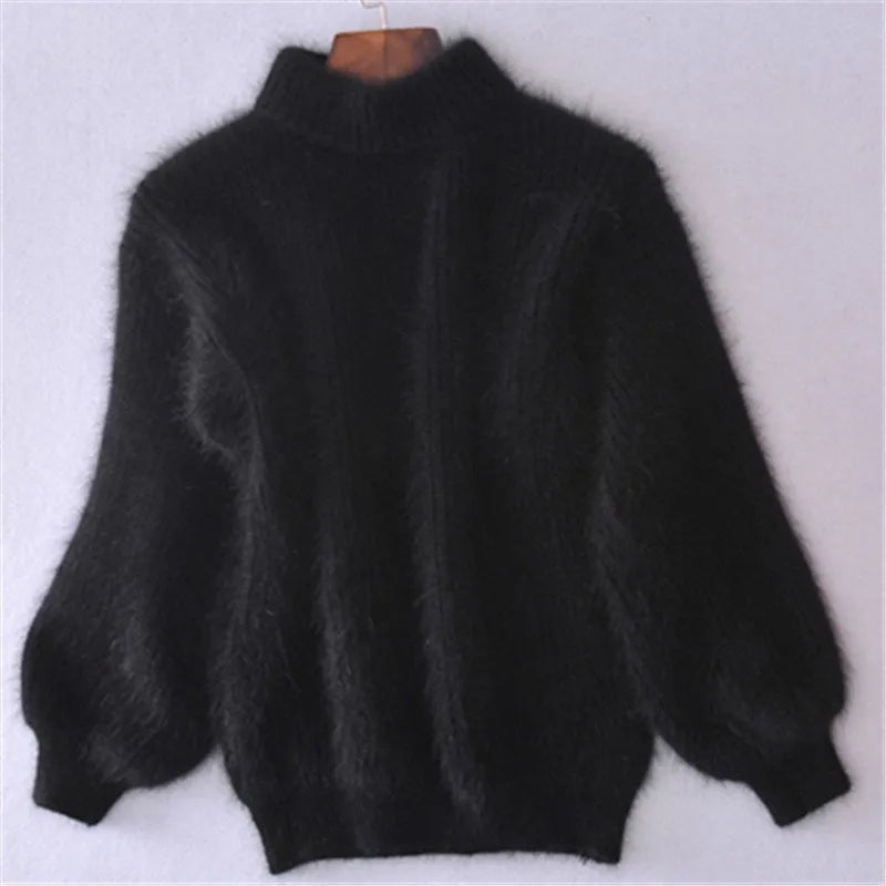 Women's Knitted Stand Collar Draped Jumper view 9