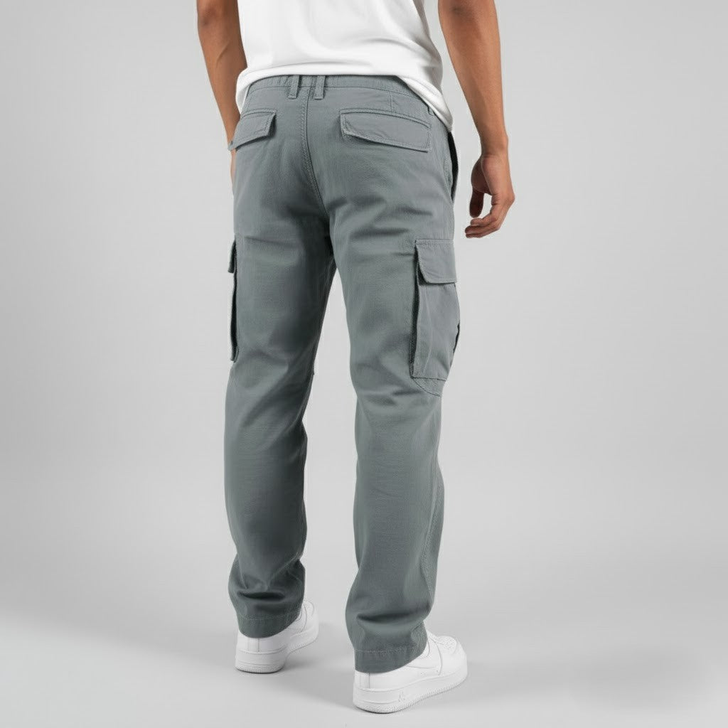 Men's Relaxed Fit Patch Pocket Belted Casual Cargo Trousers