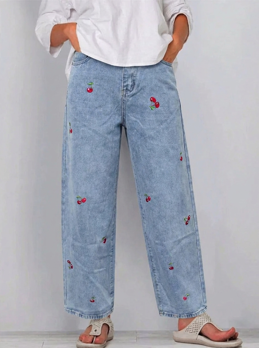 Women's Light Blue Patch Pocket Jeans