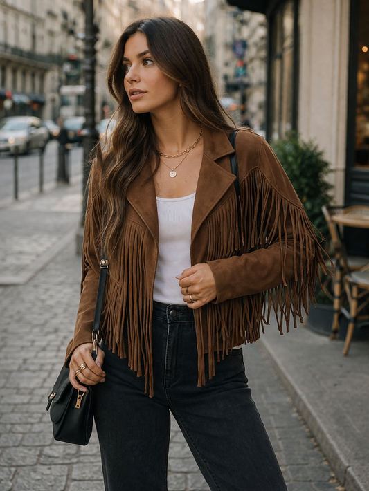 Women's Brown Cropped Bomber Jacket view 2