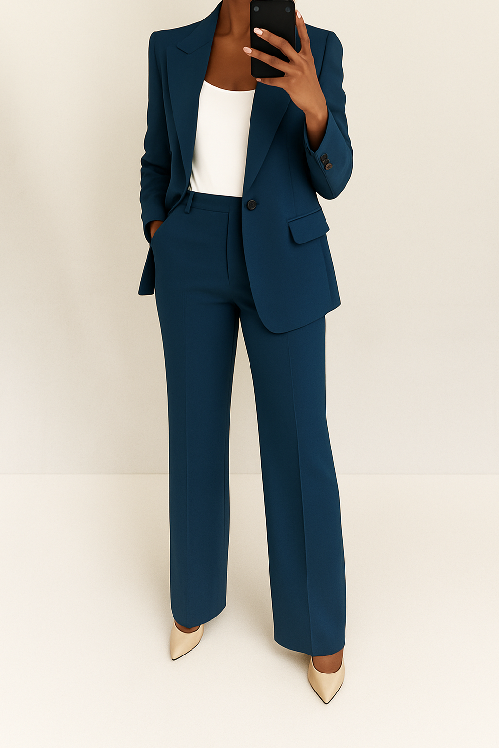 Women's Tailored Three Piece Suit in Navy Blue