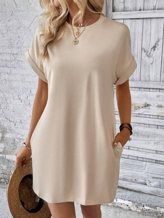 Women's Relaxed Fit Short Sleeve Maxi Dress in Khaki