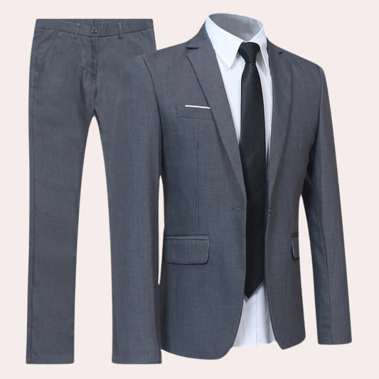 Men's Slim Fit Formal Three Piece Suit in Gray