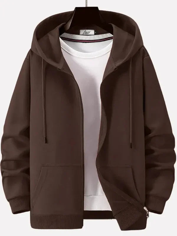 Men's Relaxed Fit Drawstring Hoodie in Brown