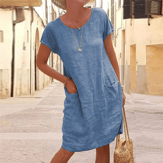 Women's Relaxed Fit Maxi Dress With Pockets in Blue