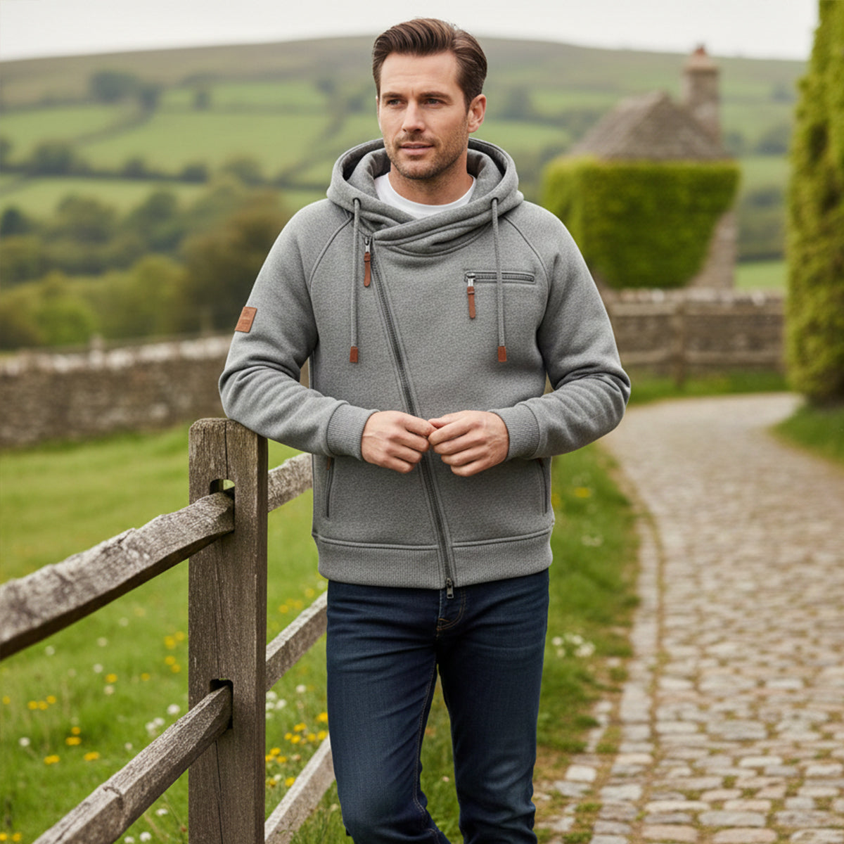 Men's Knitted Zip Up Hoodie view 10