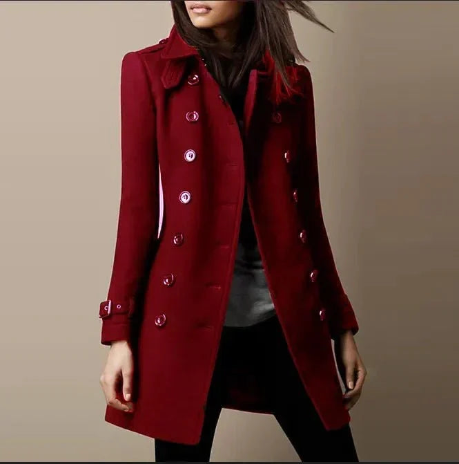 Women's Double Breasted Fitted Longline Overcoat view 4