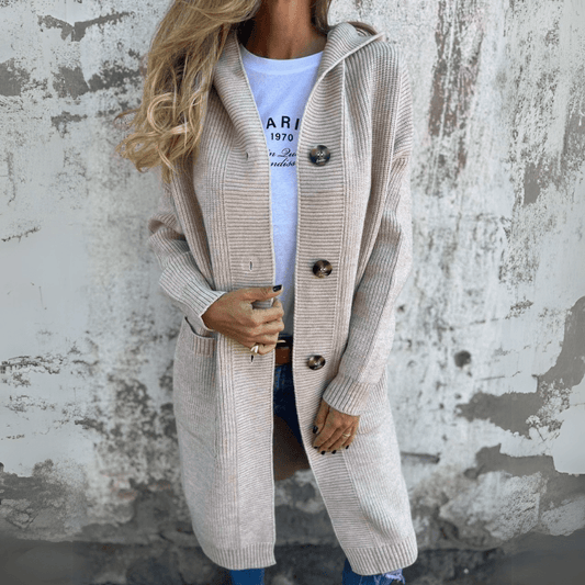 Women's Knitted Relaxed Fit Button Front Patch Pocket Cardigan view 2