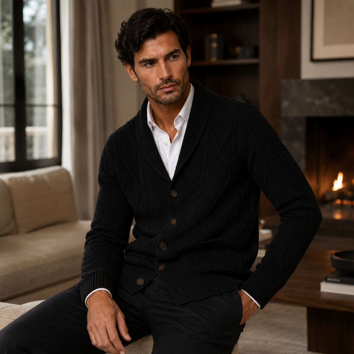 Men's Cable Knit Cardigan