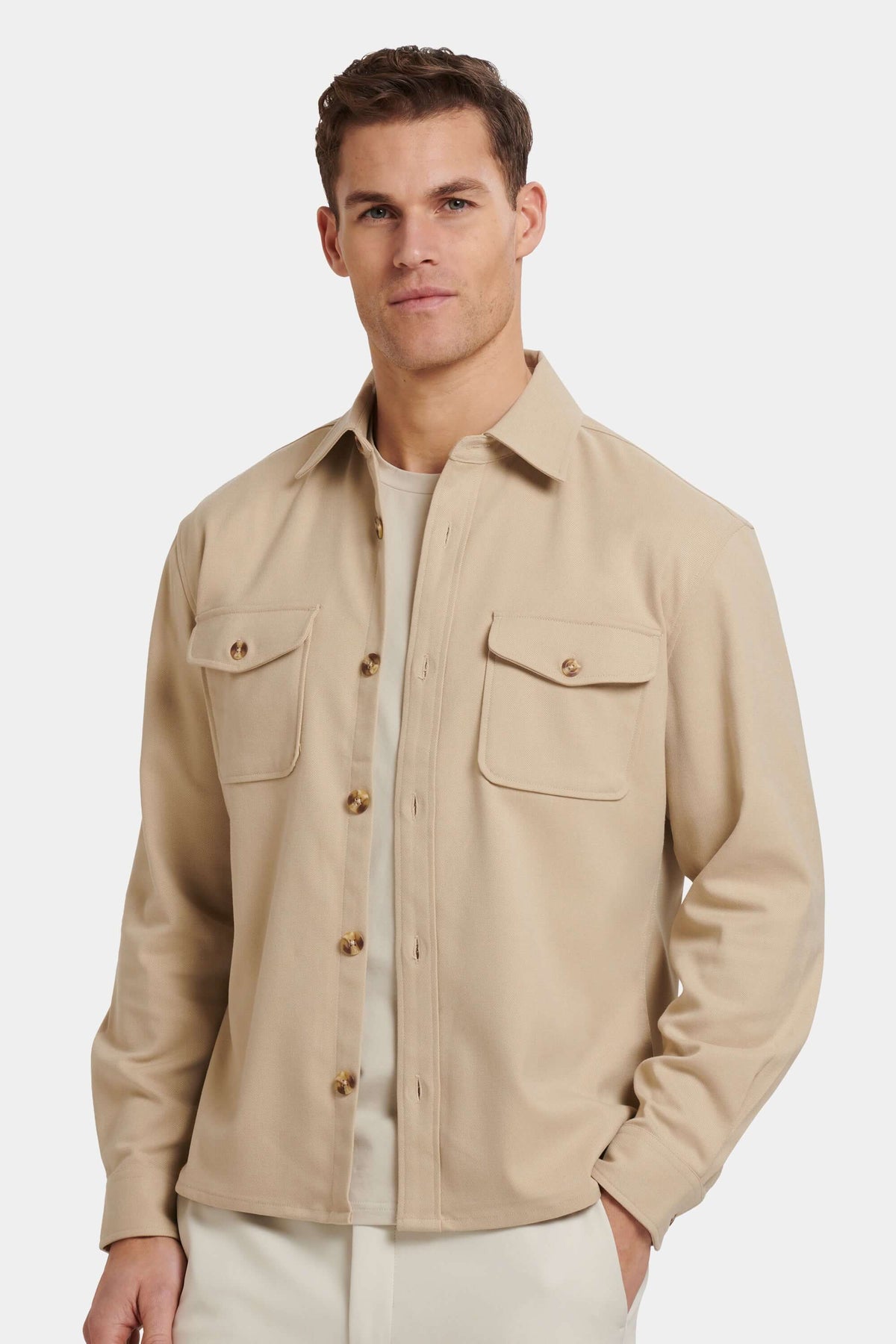 Men's Stretch Long Sleeve Patch Pocket Overshirt