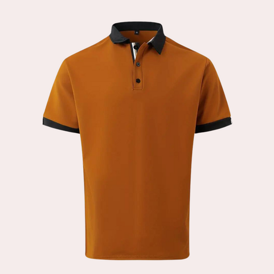 Men's Orange Relaxed Fit Short Sleeve Casual Polo Shirt