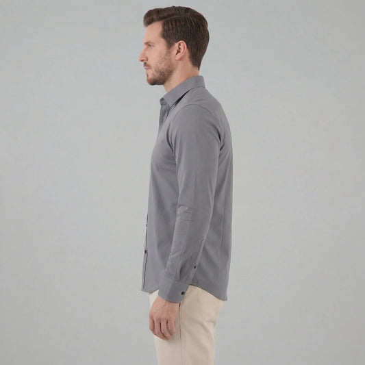 Men's Slim Fit Mandarin Collar Long Sleeve Button Front Shirt