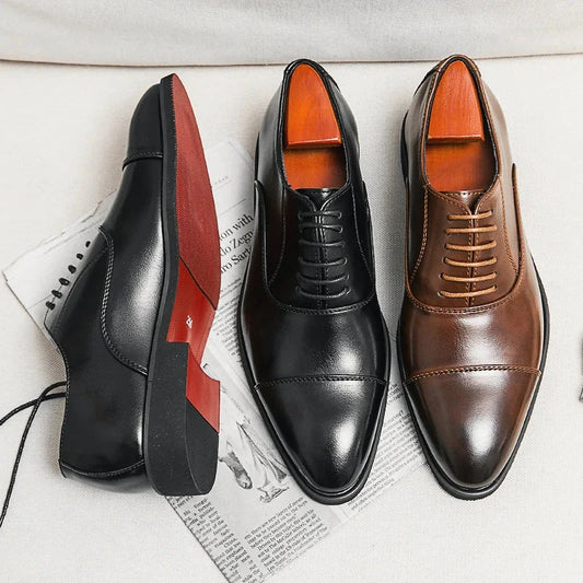 Men's Brogue Detail Lace Up Walking Shoes in Brown