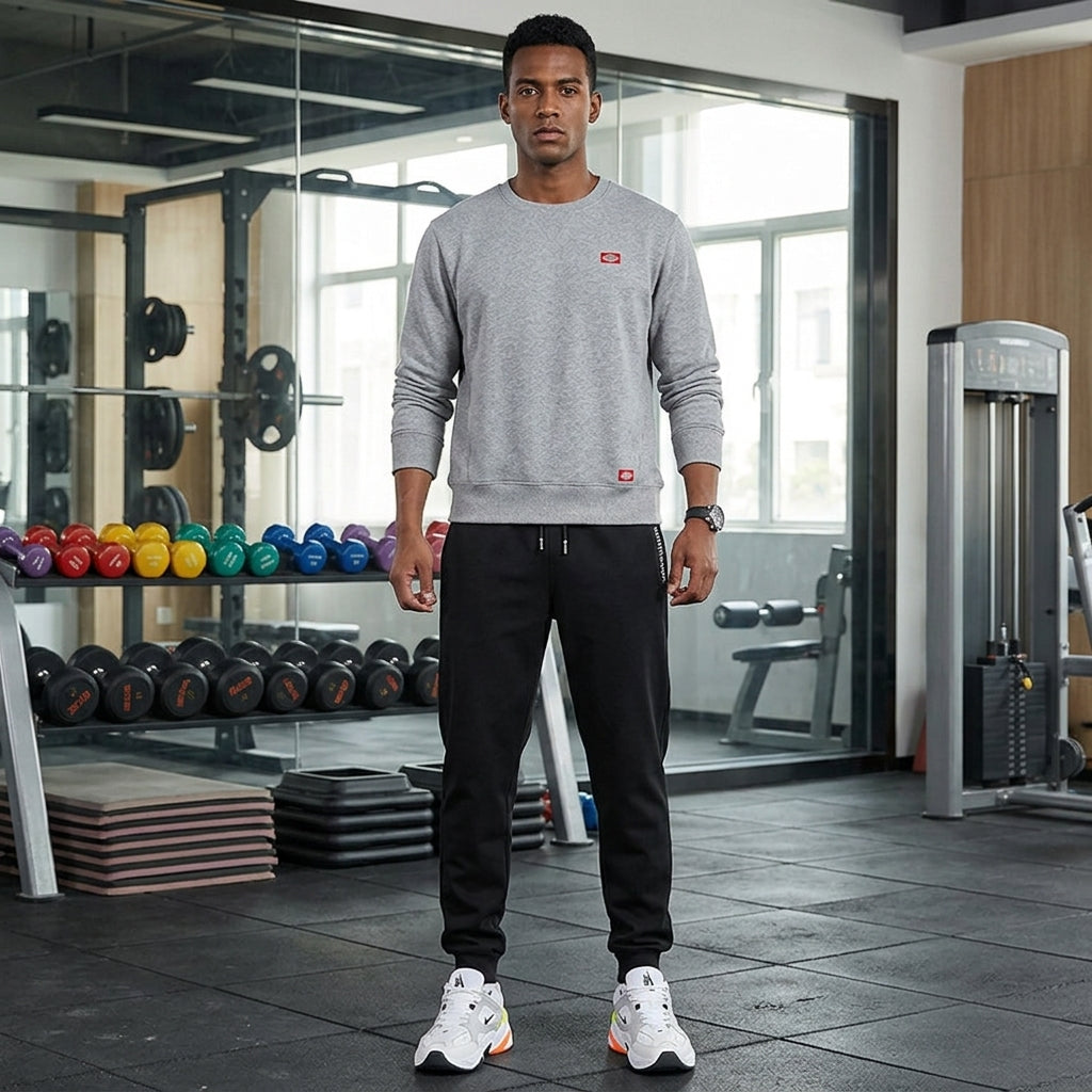 Men's Black Tapered Drawstring Trousers