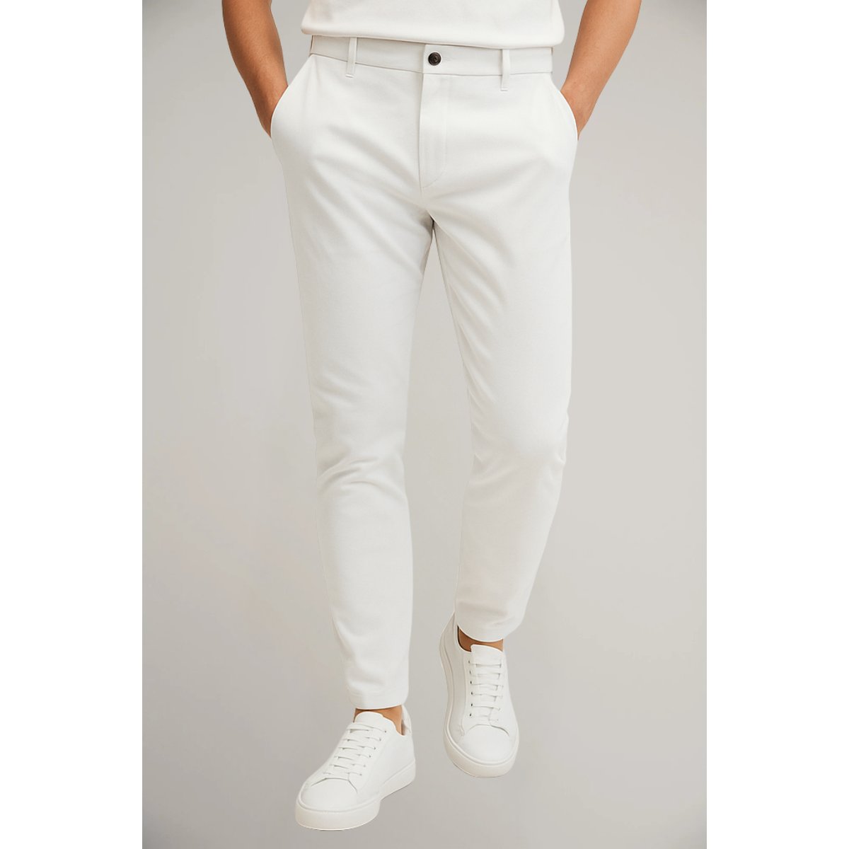 Men's Slim Fit Casual Chinos in White
