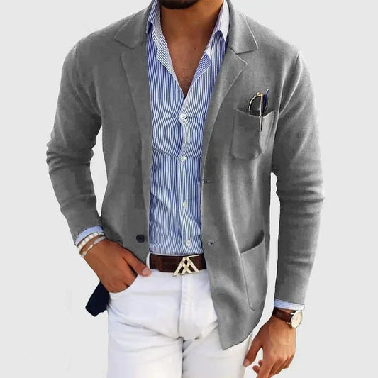 Men's Relaxed Fit Notch Lapel Blazer in Grey