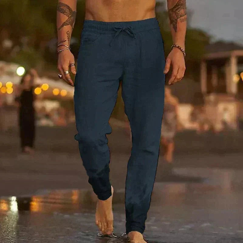 Men's Khaki Lightweight Trousers in Dark Blue