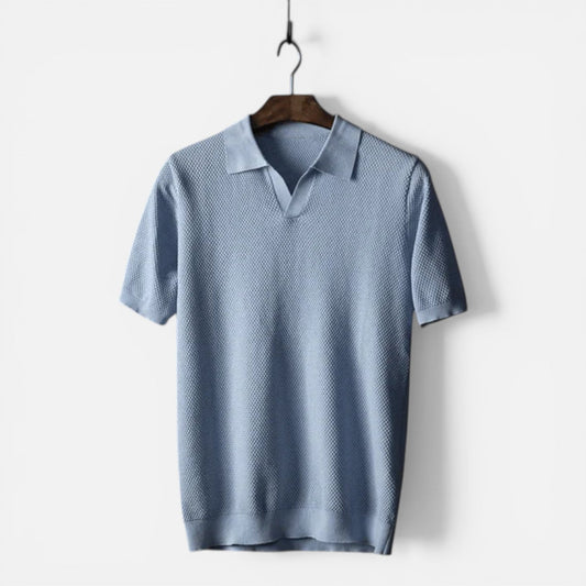 Men's Gray Slim Fit Polo Shirt in Blue
