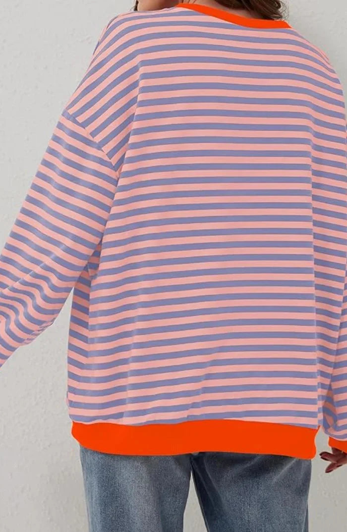 Women's Striped Knitted Relaxed Fit Lightweight Jumper