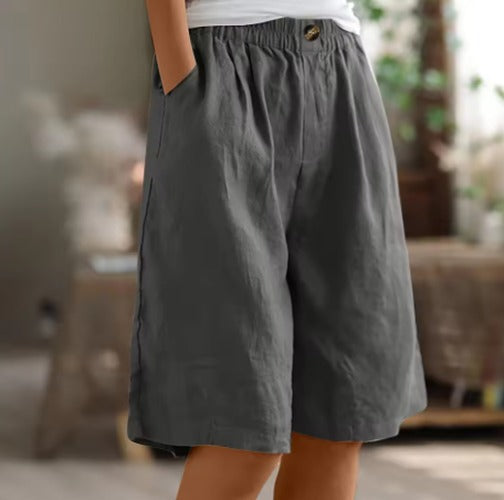Women's Elastic Waist Comfort Shorts in Gray
